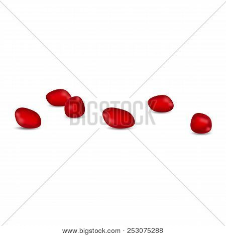 Pomegranate Seads Icon. Realistic Illustration Of Pomegranate Seads Icon For Web Design Isolated On 