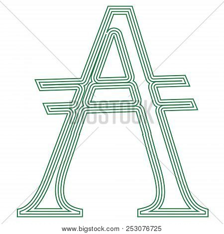 Austral Argentina  Currency  Symbol  Icon Striped Vector Illustration  On A White Background