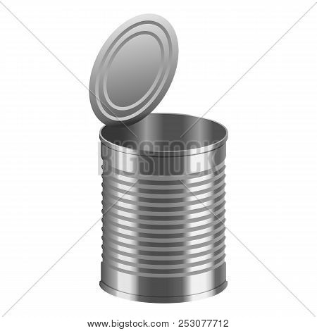 Open Tincan Mockup. Realistic Illustration Of Open Tincan Mockup For Web Design Isolated On White Ba