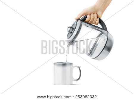 Blank Magic Mug Filling With Teapot Mock Up, Isolated