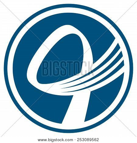 Number 4 Logo. Letter Q Formed By Wires. Circle. Flat Icon.