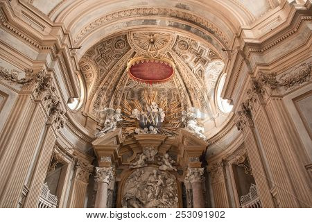 Turin, Italy - September 09, 2017: The Interior Of Basilica Di Superga Church. The Baroque Basilica 