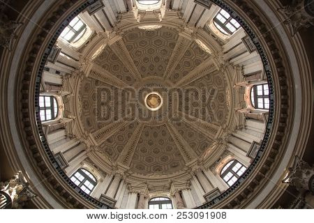 Turin, Italy - September 09, 2017: The Interior Of Basilica Di Superga Church. The Baroque Basilica 