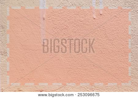 Close Up Photo Of A Pink Concrete Wall With Rough Surface In Detail, There Is Dry Drop Of Painting O