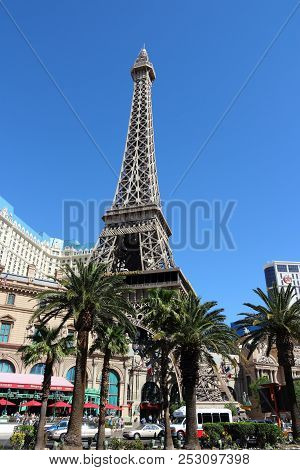 Las Vegas, Usa - April 14, 2014: People Visit Paris Las Vegas Casino Hotel In Las Vegas. The Hotel I