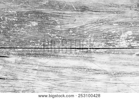 Wooden Floor Of Old Style Thai House Close Up Showing Its Beautiful Pattern, Black And White Abstrac