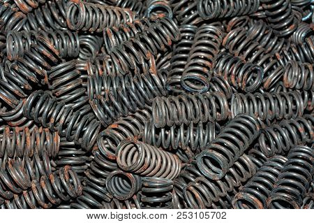 Metal Springs At Airplane Jet Engine Factory