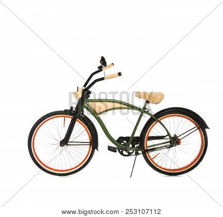 Stylish Bicycle On White Background, Clse Upo
