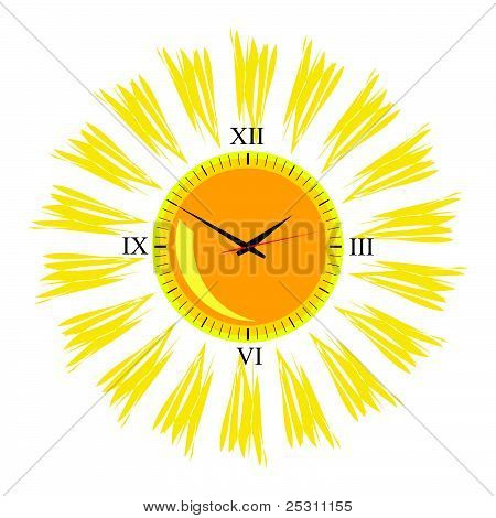 Uhr In der Sonne-Vektor ein