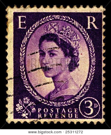 UK-เซอร์กา 1952:A แสตมป์ที่พิมพ์ในสหราชอาณาจักรแสดงรูปของ Elizabeth II (Elizabeth Alexandra Mar