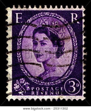 UK-เซอร์กา 1952:A แสตมป์ที่พิมพ์ในสหราชอาณาจักรแสดงรูปของ Elizabeth II (Elizabeth Alexandra Mar