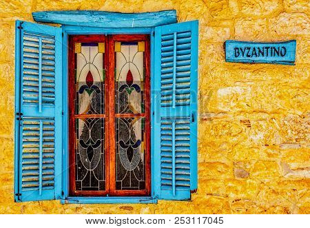 Vouni, Cyprus, May 18, 2016 - Colorful Doors Of Cyprus Are Unique And Fascinating