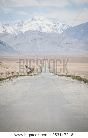 Color Image Of The Pamir Highway (m41) In Tajikistan.