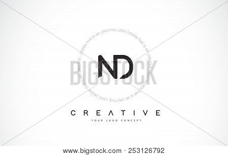 Nd N D Logo Design With Black And White Creative Icon Text Letter Vector.