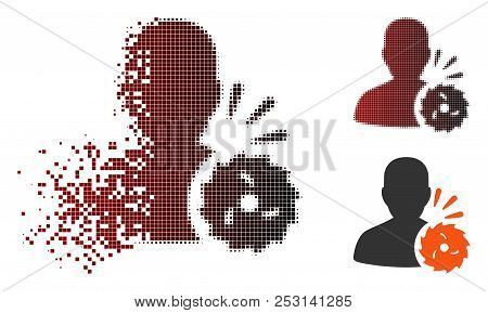 Vector Body Execution Icon In Dispersed, Dotted Halftone And Undamaged Whole Versions. Disintegratio
