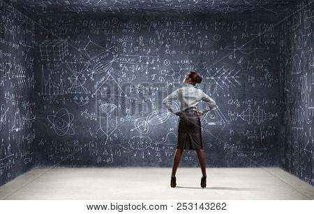 Red hair woman teacher . Mixed media