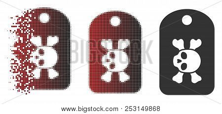 Vector Morgue Mark Icon In Sparkle, Pixelated Halftone And Undamaged Solid Versions. Disintegration 