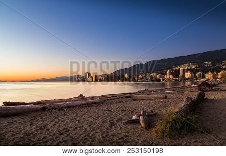 Sunset At Ambleside Park In West Vancouver.