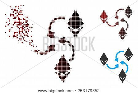 Vector Ethereum Mixer Swirl Icon In Sparkle, Dotted Halftone And Undamaged Solid Variants. Disintegr