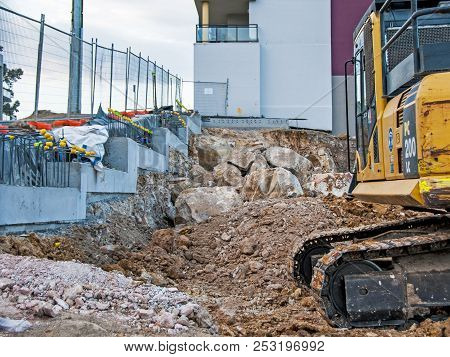 Gosford, New South Wales, Australia - August 13. 2017: Construction And Building Progress Update On 