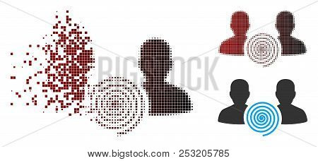Vector Hypnosis Sect Icon In Sparkle, Pixelated Halftone And Undamaged Whole Variants. Disappearing 