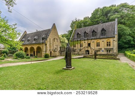 Orval,belgium - May 22,2018 - View At The Buildings Of Abbey Villers Devant Orval. The First Monks T