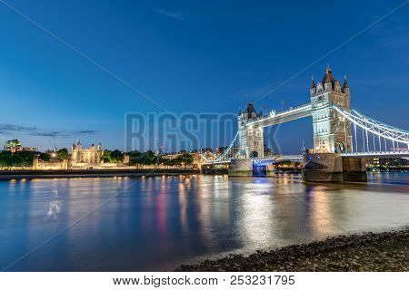 The Tower Bridge And The Tower Of London At Night