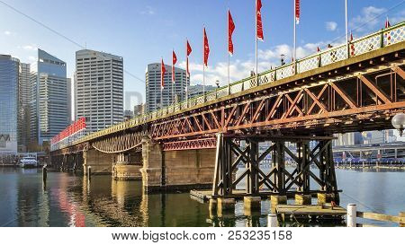 Sydney, Australia - May 22, 2017: View Of The Historic Pyrmont Bridge. One Of The Worlds Oldest Surv