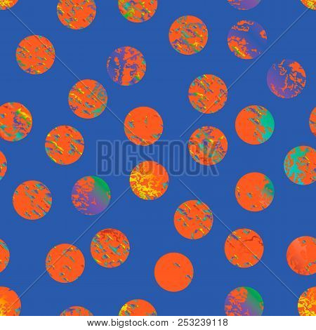 Vector Seamless Pattern With Textured Circles Or Planets
