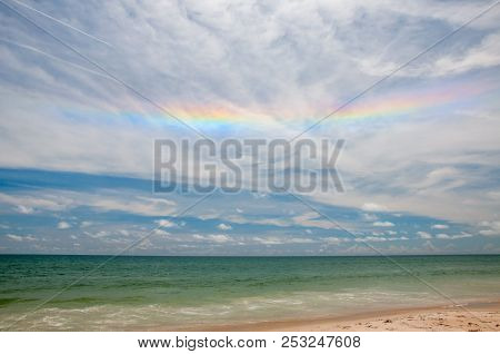 Iridescent Cloud Over The Atlantic Ocean At Playalinda Beach.