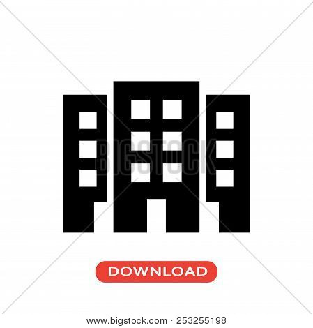 Three Buildings Vector Icon Flat Style Illustration For Web, Mobile, Logo, Application And Graphic D