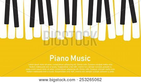 Grunge Black And White Piano Keyboard. Piano On A Yellow Background.  Stock Vector Illustration For 