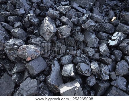 Natural Black Coals For Background. Industrial Coals