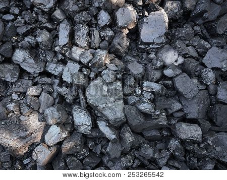 Natural Black Coals For Background. Industrial Coals