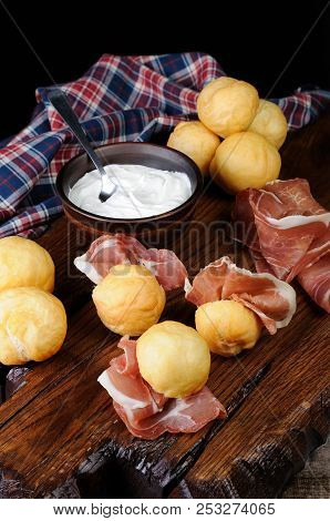 Coccoli Is An Appetizer From Italy. Pizza Dough Balls Are Fried And Sprinkled With Salt, Served With