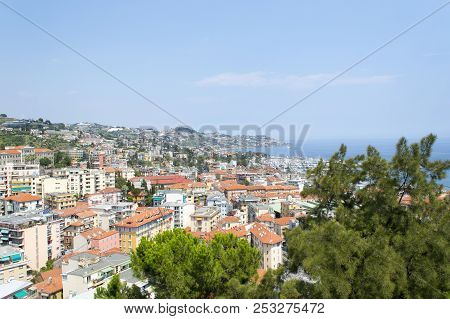 Sanremo, Italy - July 09, 2018 - Panoramatic View To Sanremo City, Mediterranean Coast, Italien Rivi
