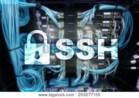 Ssh, Secure Shell Protocol And Software. Data Protection, Internet And Telecommunication Concept.
