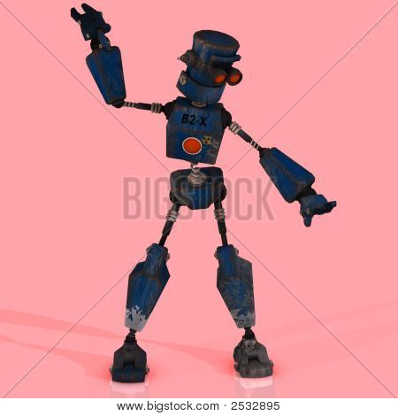 Kreslený Robot s expresivní emocí v obličeji