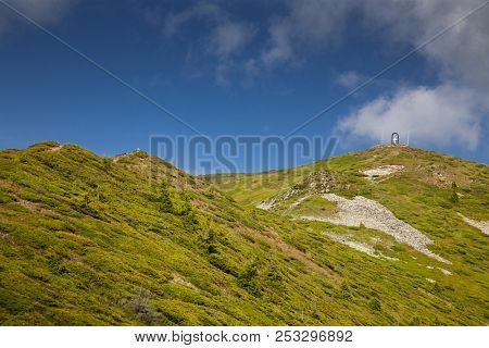 mountain view with green firs, Tibles,  Romania