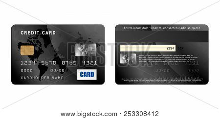 Blaxk Credit Card, Two Sides In Realistic Style On A White Background