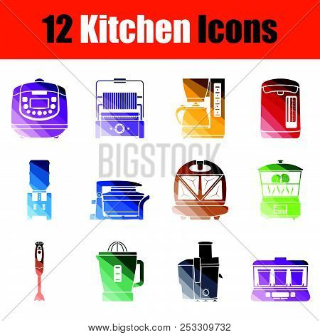 Set Of Kitchen Icons. Gradient Color Design. Vector Illustration.