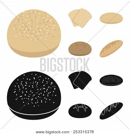 Toast, Pizza Stock, Ruffed Loaf, Round Rye.bread Set Collection Icons In Cartoon, Black Style Vector