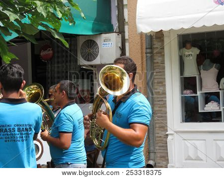 Guca, Serbia, August 11, 2018. 57th Trumpet Festival In Guca. Worldwide Known Music Festival In Serb