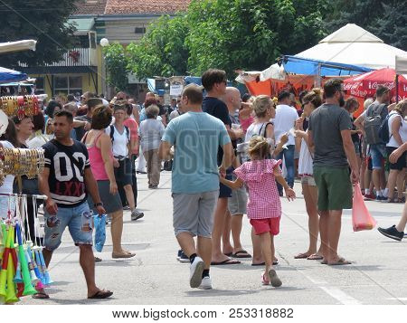 Guca, Serbia, August 11, 2018. 57th Trumpet Festival In Guca. Worldwide Known Music Festival In Serb