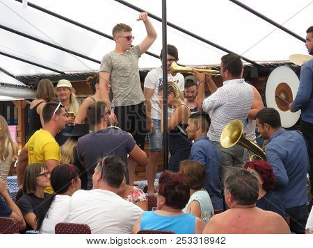Guca, Serbia, August 11, 2018. 57th Trumpet Festival In Guca. Worldwide Known Music Festival In Serb