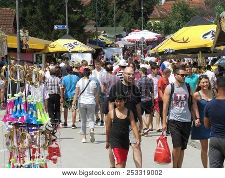 Guca, Serbia, August 11, 2018. 57th Trumpet Festival In Guca. Worldwide Known Music Festival In Serb