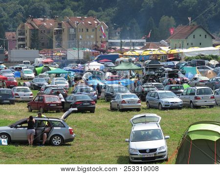Guca, Serbia, August 11, 2018. 57th Trumpet Festival In Guca. Worldwide Known Music Festival In Serb