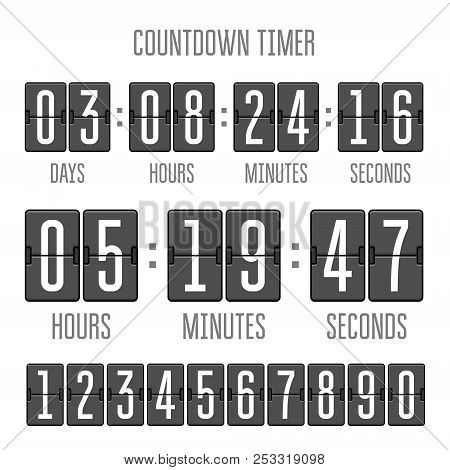Flip Countdown Clock Counter Timer On White