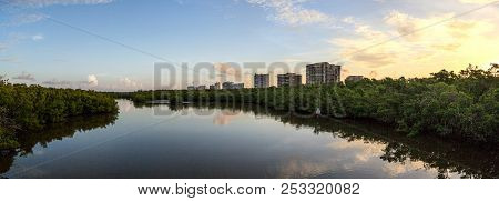 Sunrise Over The Riverway Of Clam Pass Along The Coast