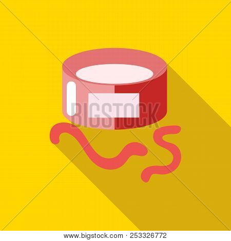 Worms For Fishing Icon In Flat Style With Long Shadow. Bait Symbol